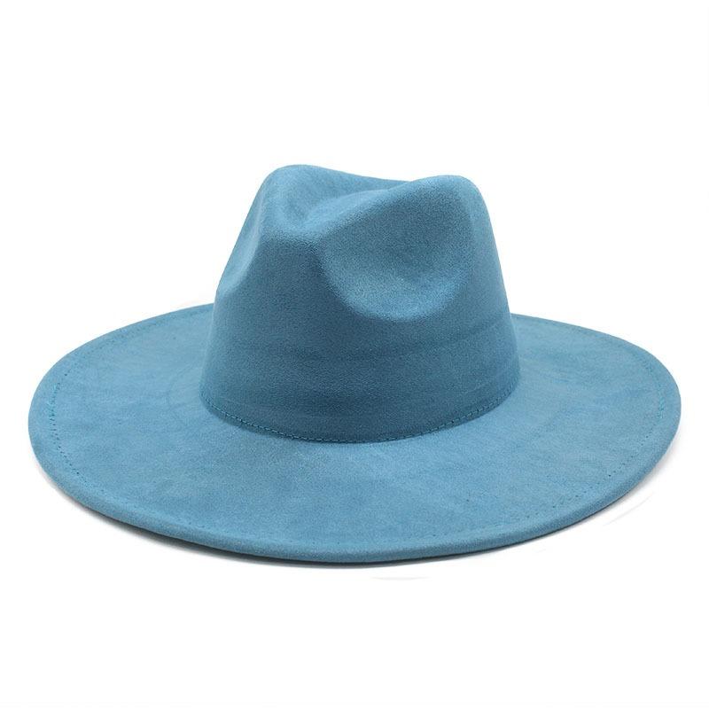 Unisex Suede Wide Brim Fedora Hat Ethnic Style Gentle Hat