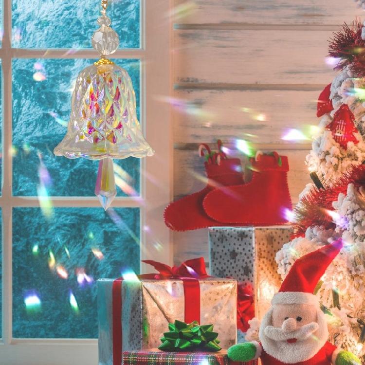 2Pcs Colorful Glass Window Hanging Crystal Bells Windchimes Suncatchers Home Window Decors Aesthetic Hanging Ornaments