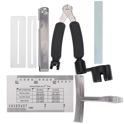 Gitarren-Werkzeugset inkl. Schleifgerät, Radiusmesser, Saitenlagelineal, Griffbrettschutz