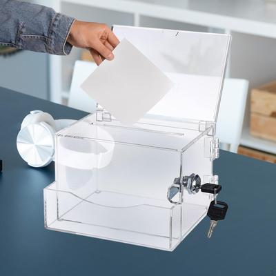 Acrylic Donation Box Ballot Bar Raffle Office Vote Fundraising Lockable Post Mail