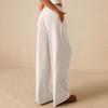 Women Comfortable Casual Drapery Bandage High-Waisted Solid Color Loose Fit Wide Leg Pants