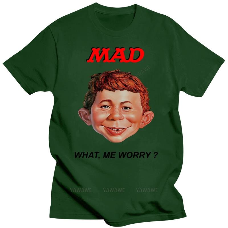 Black T Shirt for Male Summer Brand Tee-shirt Mad Magazine What Me Worry T-Shirt Fashion Print Tshirts Casual Style Tee Shirt
