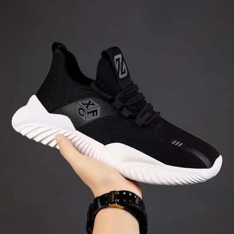 New men's casual shoes breathable sports running shoes soft sole comfortable lightweight flying woven shoes