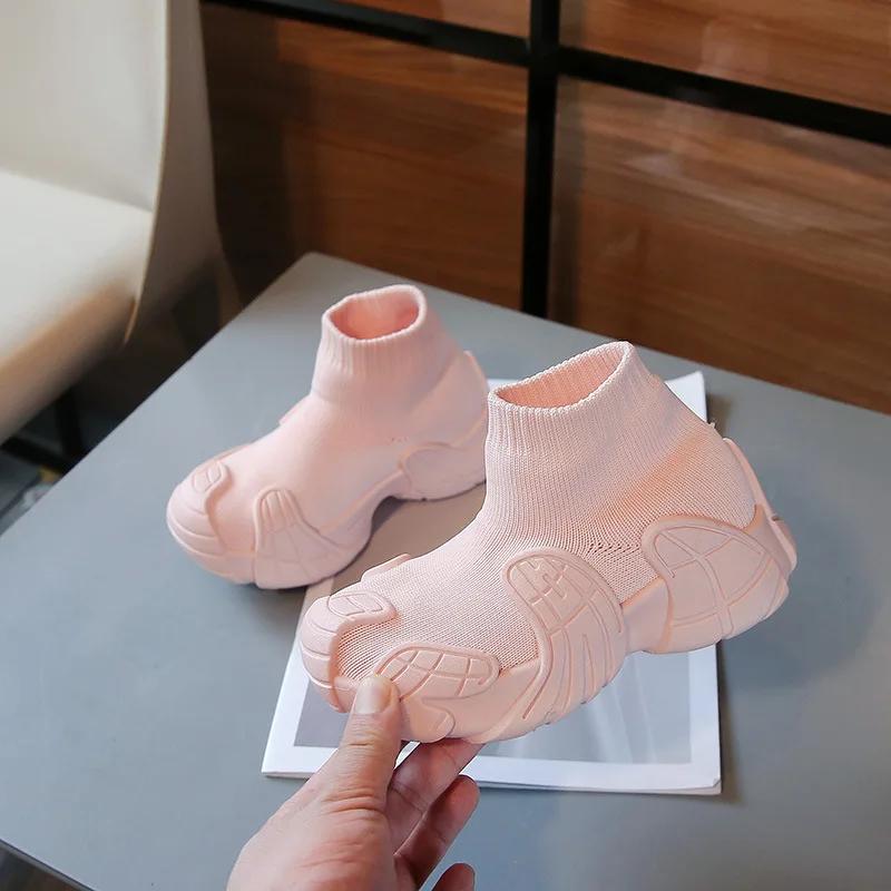 Children Mesh Sports Shoes 2024 Autumn New Fashion Boys Girls Casual Shoes Solid Color Versatile Kids Knitted Shoes Soft Sole