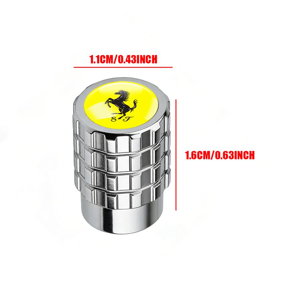 4Pcs For Ferrari Horse SJ F1 F8 F80 SF90 Stradale Car Styling Wheel Tire Valve Caps Covers Tyre Rim Stem Case Auto Accessories JW3