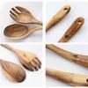 Heatproof Wooden Spoon And Fork Pair Nonslip Grip Utensils Cutlery Collection For Healthy Meal Preparation
