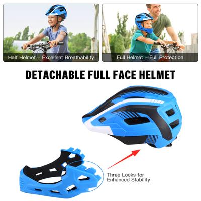 Abnehmbarer Vollgesichts-Fahrradhelm für Kinder, atmungsaktiv, ultraleicht, Sicherheitshelm für Radsport, Skateboard, Roller