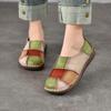 Johnature Scarpe da infilare in vera pelle retrò, colori misti, suola morbida, punta tonda, scarpe basse versatili