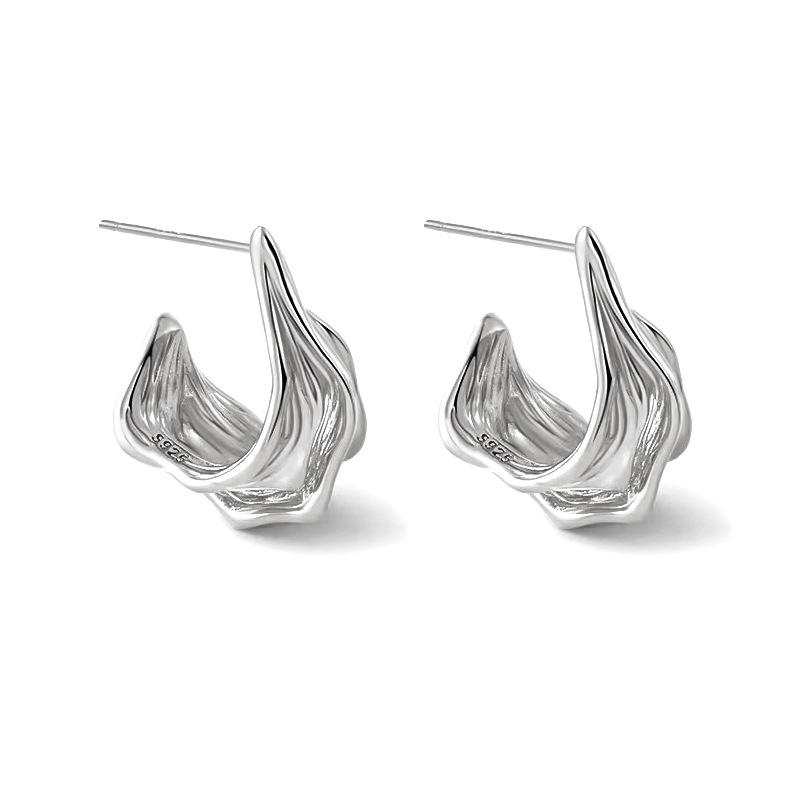 Niche Design Irregular Metal Pearl Earrings with Red Enamel Drip for Women