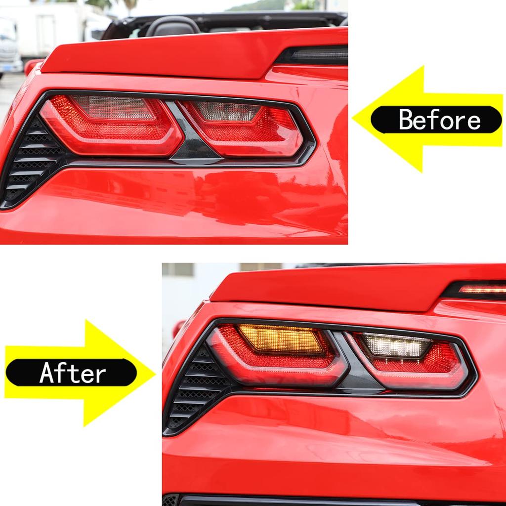 METYOUCAR Rear Tail Light Lamp Protector Trim Covers for Chevrolet Corvette C7 Easy ABS Set 2014-2019, Installation, Plastic, 4-Piece