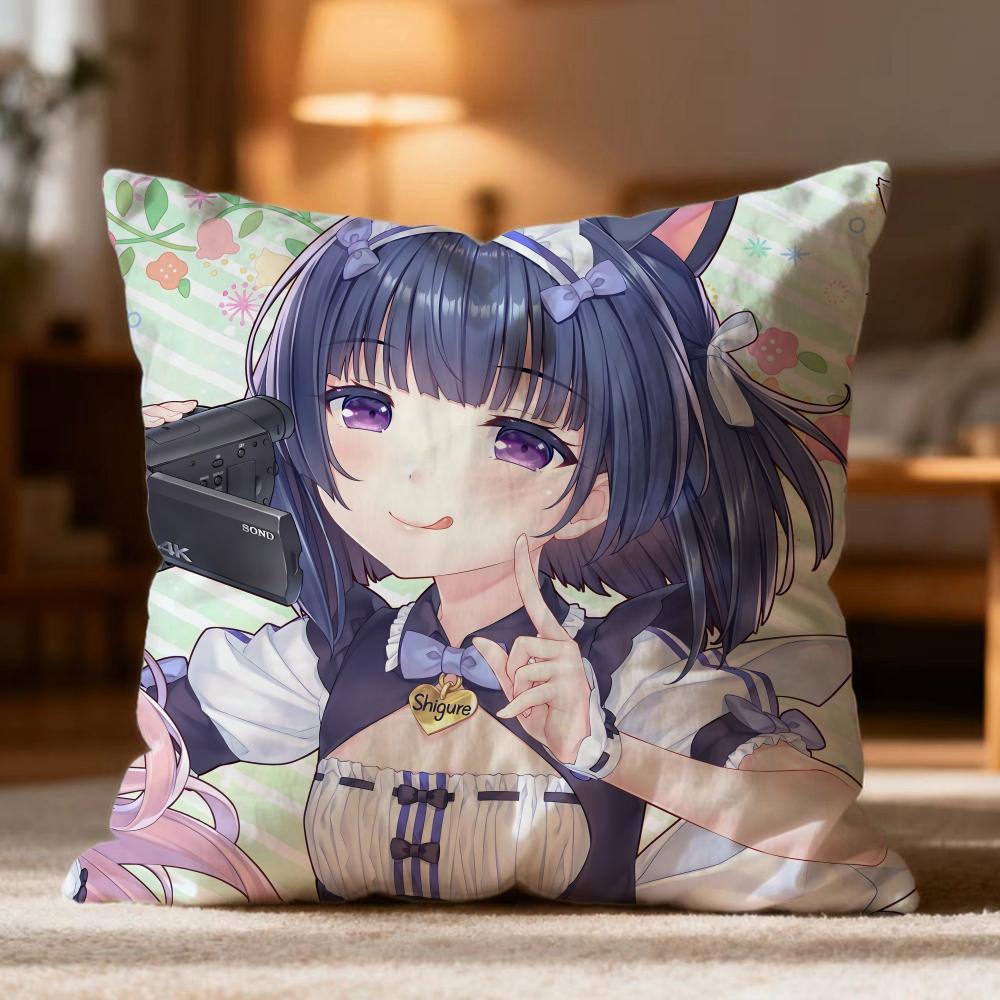 Popular N-NNekopara Cushion Cover Soft Washable Pillow Case Multi-Scene for Couch Bed Travel Office Use