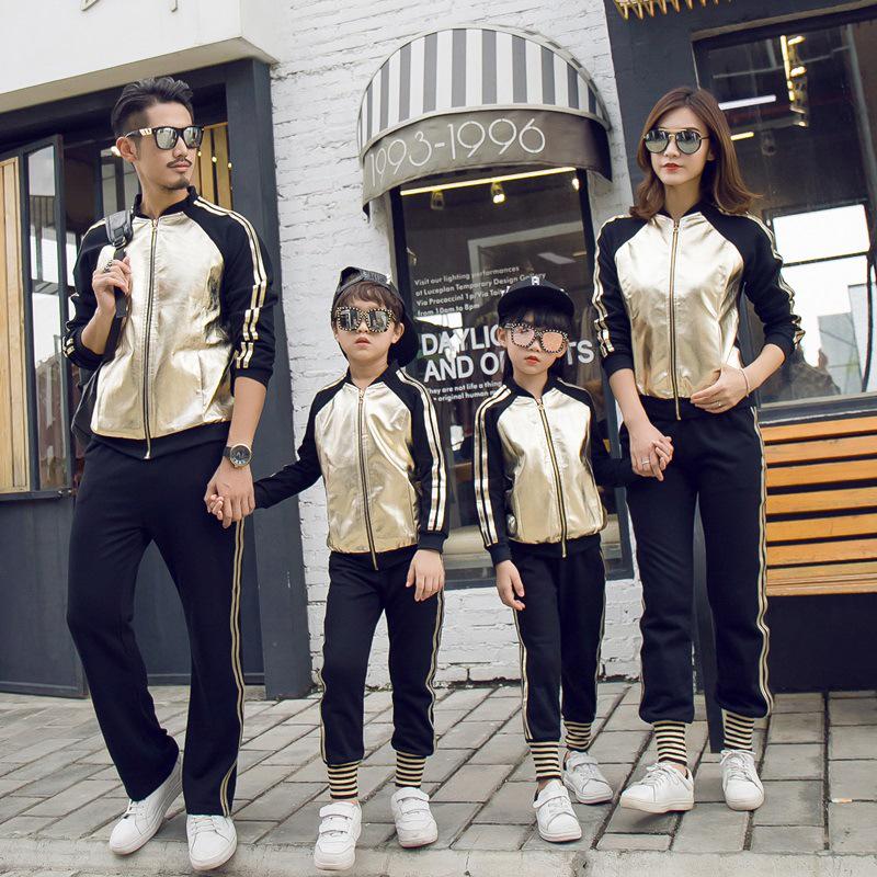2025 Trendy Parent-Child Autumn/Winter Spliced Sports Suit - Internet Sensation for Families