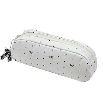 INS Polka Dot Bow Pen Bag Soft Touch Large Capacity Pencil Case Multi-functional Stationery Pouch Back To School