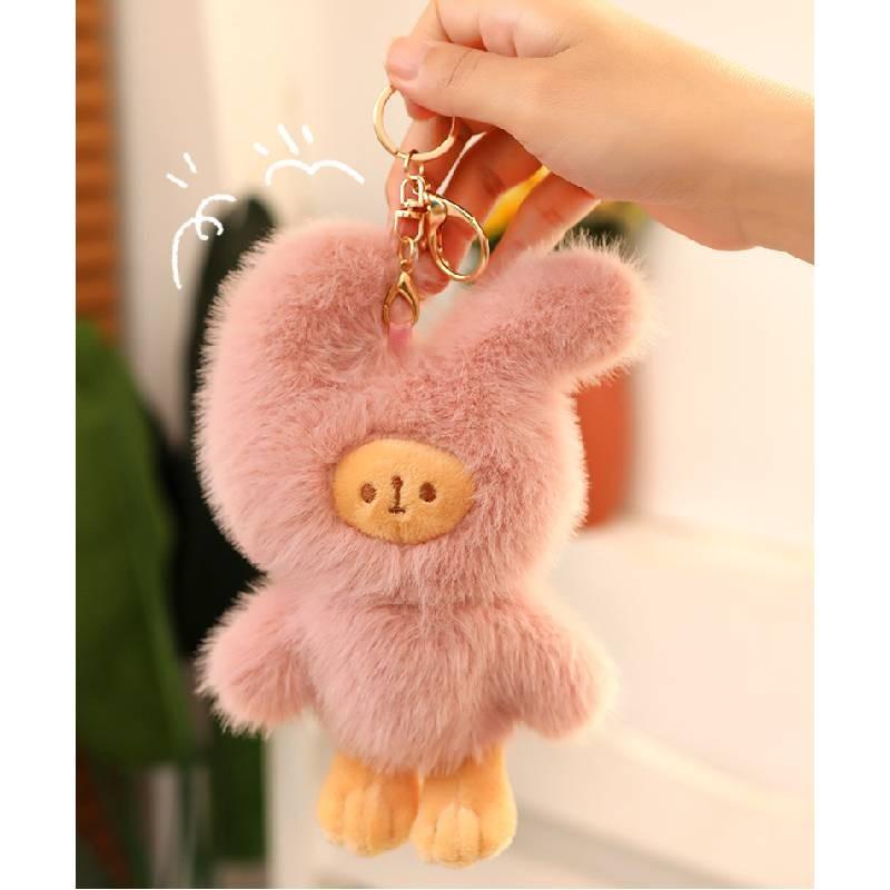 Adorable Bunny Plush Keychain Soft Rabbit Couple Pendant For Students And Backpacks