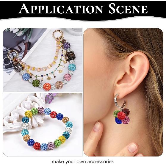 240pcs 24 Colors Rhinestone Beads for Crafts, Sparkle Round Clay Beads Crystal Disco Ball Clay Rhinestone Beads for DIY Jewelry Making Bracelet