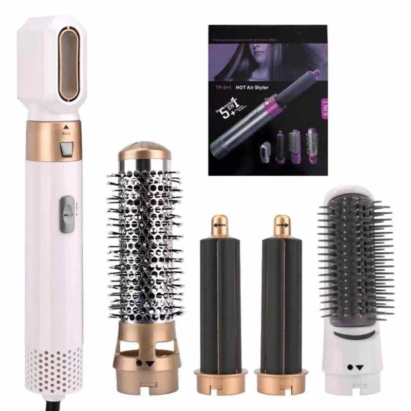 5-in-1 Rotating Hot Air Brush & Curling Iron - Multi-functional, No-Damage Big Wave Hair Dryer