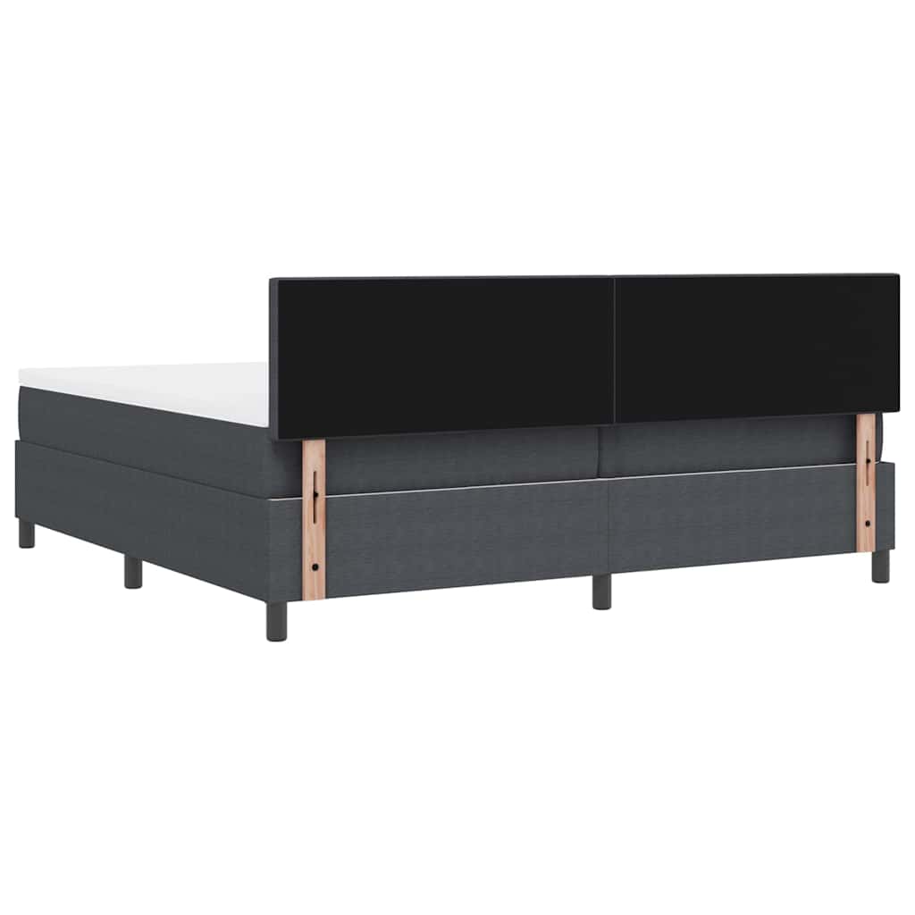 LED Box Spring Bed in Dark Grey and White 200 x 200 cm Cord Fabric