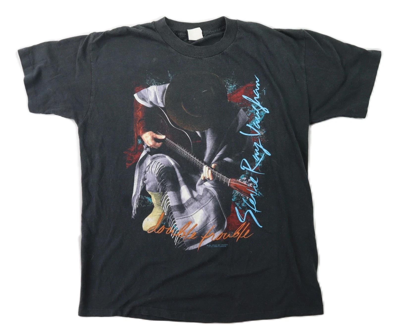 VTG 80s 1989 USA Men’s L Black STEVIE RAY VAUGHAN Double Trouble Tour T Shirt S