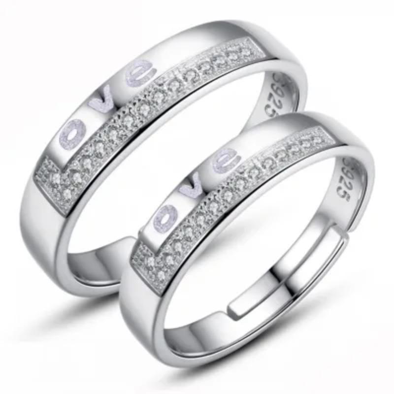 Fashion Exquisite Silver Color Pair Rings for Women Men Adjustable Couple Engagement Wedding Gift Jewelry Accessoires