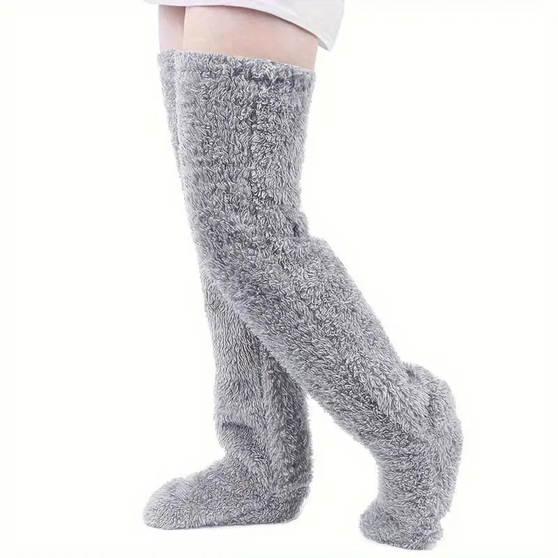 Women's Cozy Fleece Lined Over Knee Socks Soft Thermal Winter Wear for Home Lounge and Comfort for Pregnant Women Elderly