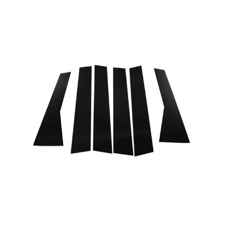 6PC Glossy Black Door Window Pillar Posts Cover Sticker Trim Fit For Honda Fit/Jazz 5 Door Hatchback 2008 2009 2010 2011 - 2013