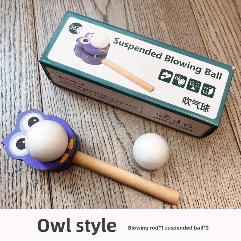 Wooden Ball Floating Toy With Cartoon Tiger Owl Exterior Design For Gift Kids