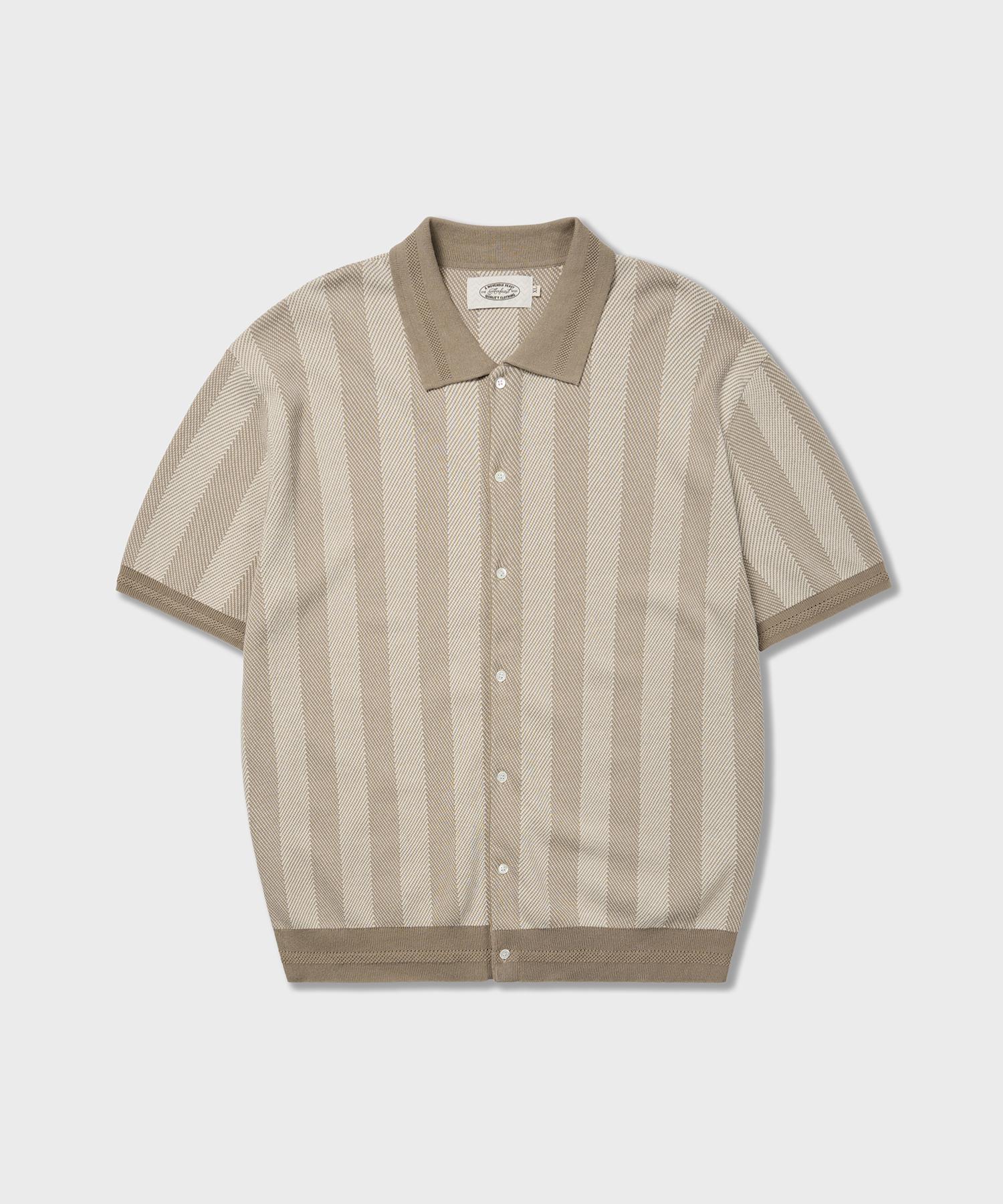 Amphist Mojito Herringbone Knit Shirt Beige Beige/Medium
