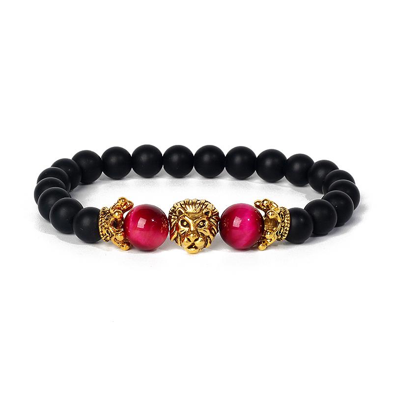 Lion Leopard Charm Bracelets Men Nature Tiger Eye Lava Stone Oil Heal Anxiety Aromatherapy Bracelets for Women Diffuser Jewelry