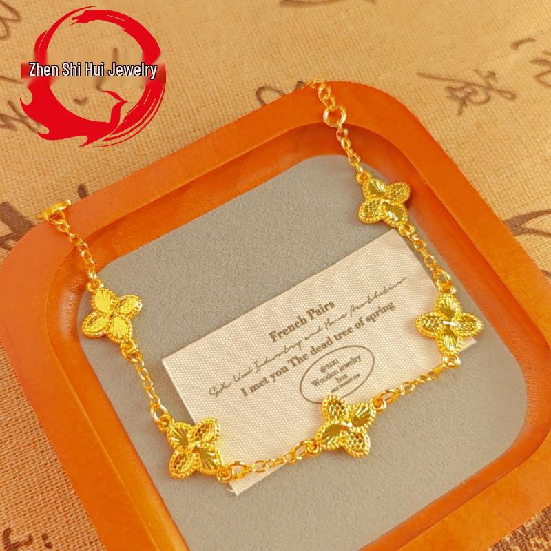 Bransoletka Czterolistna Koniczyna Pozłacana Inspirowana Xiaohongshu – Wykwintna Biżuteria Lekko Luksusowa