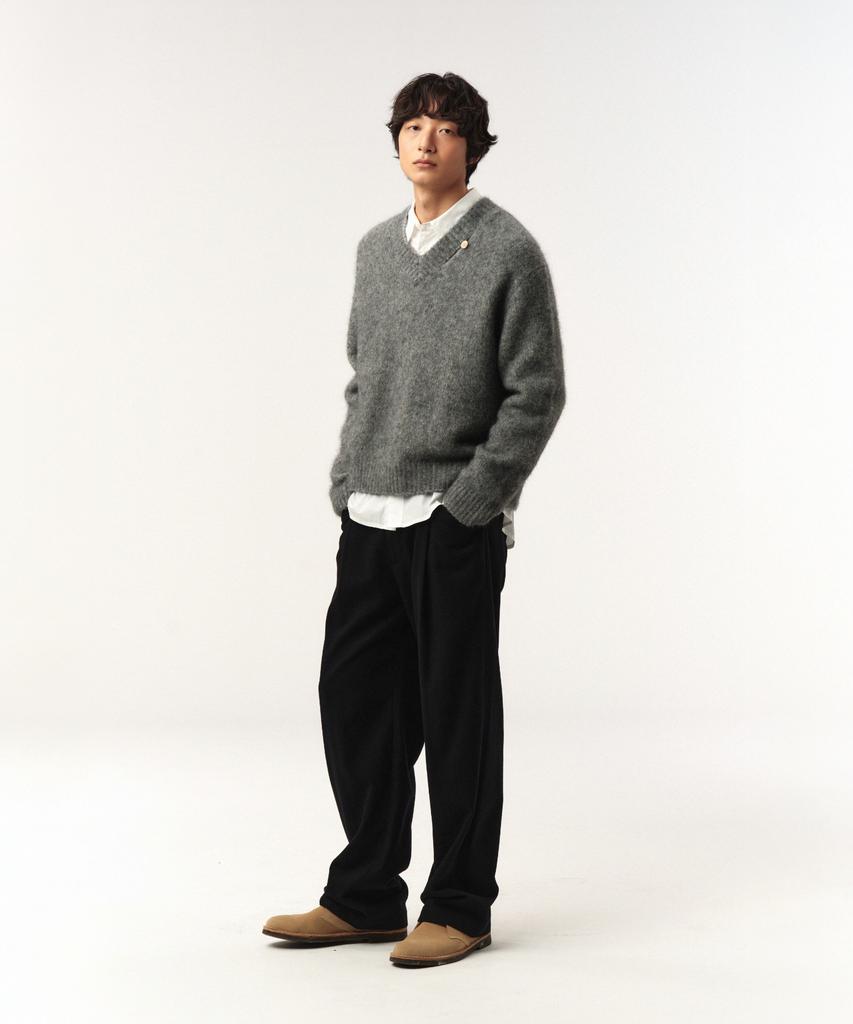 Seteo Two-Tone Mohair Blend Knit Melange Gray