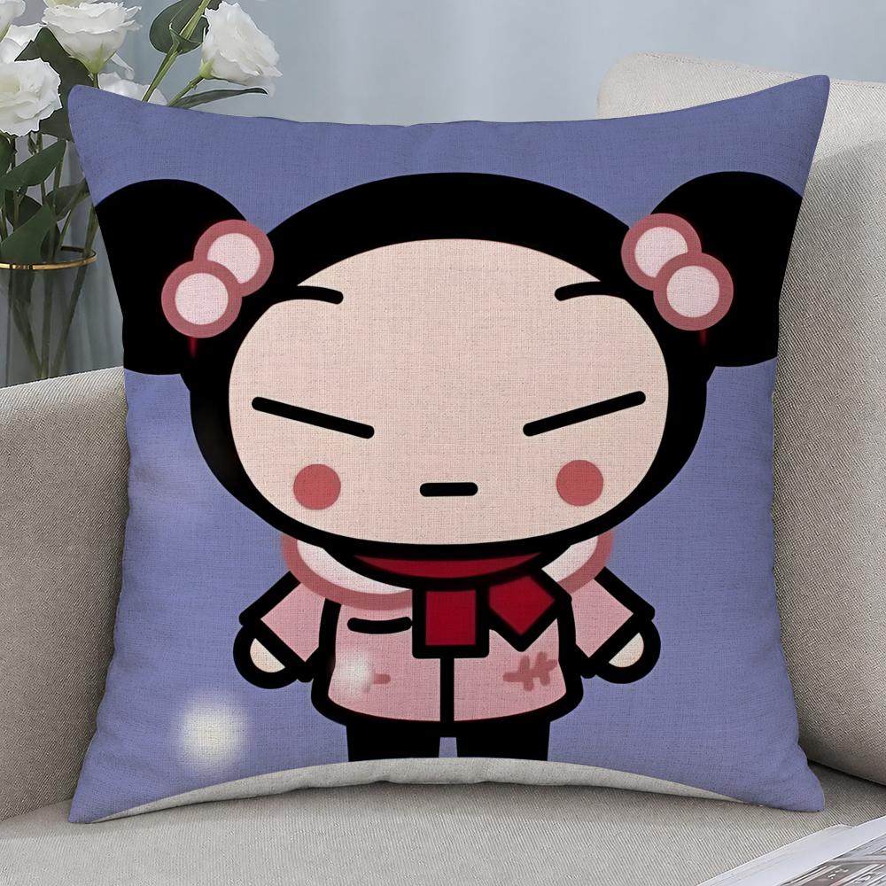 Cartoon Pucca Anime Kawaii Cushion Cover Cushion Covers Natural Linen Breathable Sofa Bedroom Decor Pillowcase