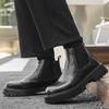 Men Fashion Chelsea Boots Black Stylish Genuine Leather Shoes Cowboy Autumn Winter Boot Business Office Platform Ankle Botas Man