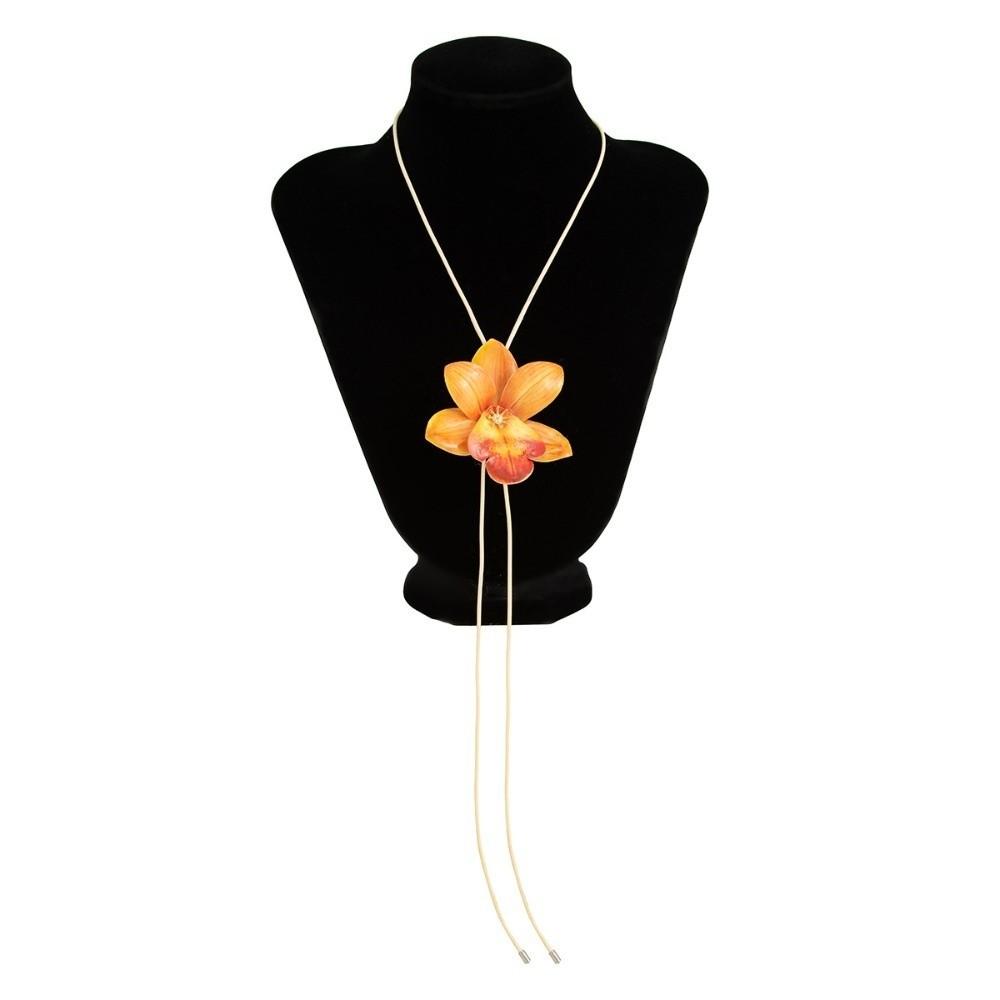 Orchid Flower Necklace Cloth Simulation Flower Earrings Personality Clavicle Chain  Ladies
