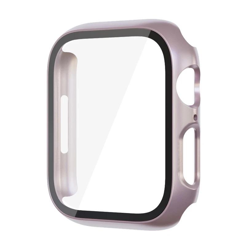 Glass+Cover For Apple Watch case 44mm 40mm 45mm 41mm 42mm 38mm correa Screen Protector iwatch series 9 8 7 SE 3 case Accessories