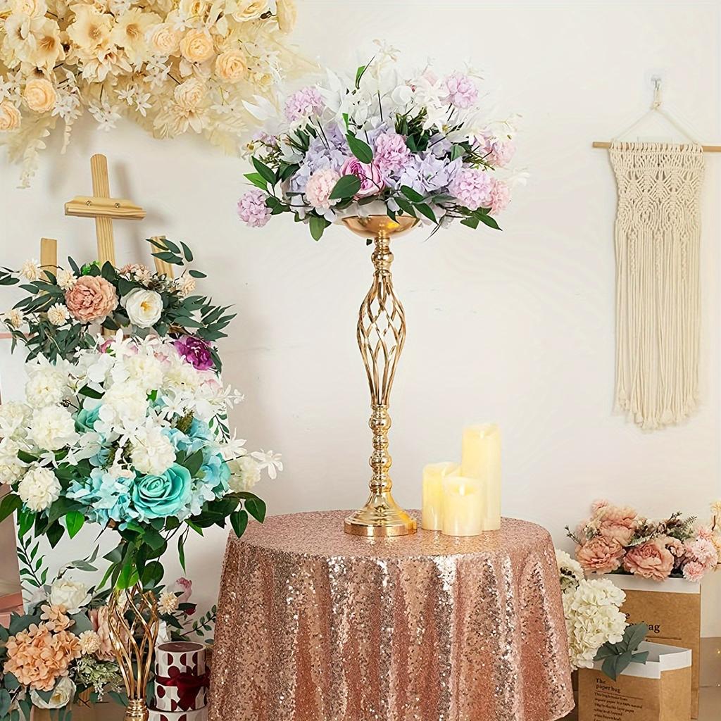 10pcs Elegant Metal Flower Vase Dining Table Butter Lamp Candlestick Ornaments Boho Artificial Flower Decor Bottle Flower Stand