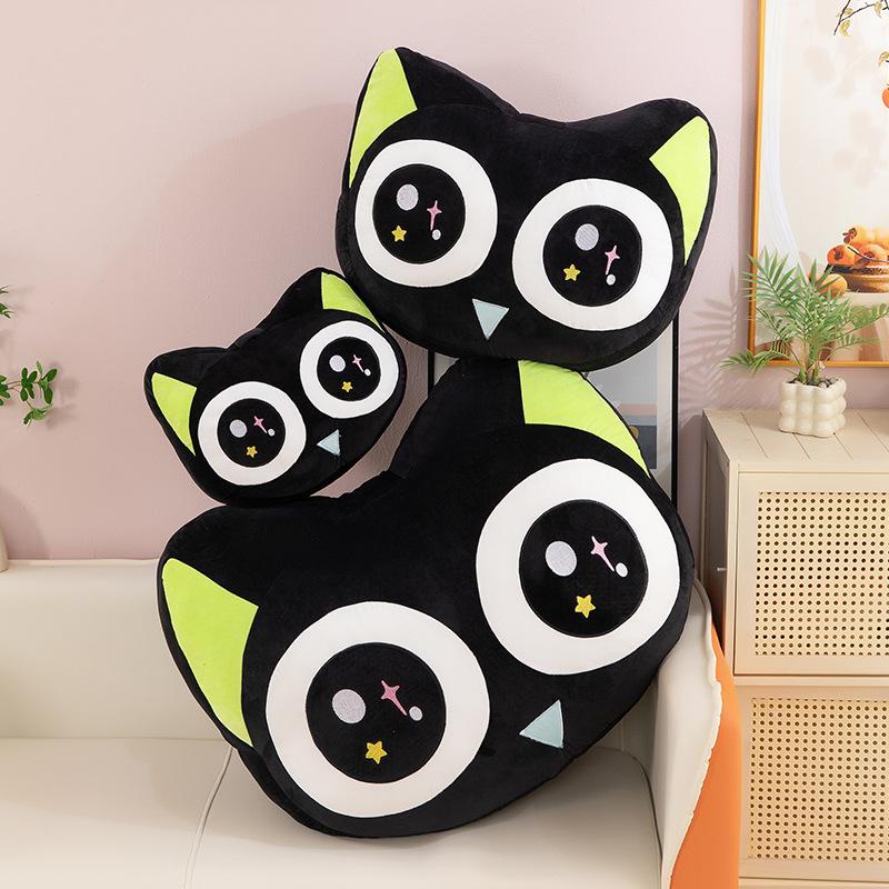 Luo Xiaohei throw pillow cat plush toy big-eyed cat doll cute cat throw pillow Valentine's Day birthday gift