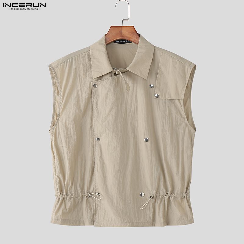 INCERUN Two Pieces Casual Sets Men Sleeveless Waistcoat and Long Cargo Pants Trousers Outfits