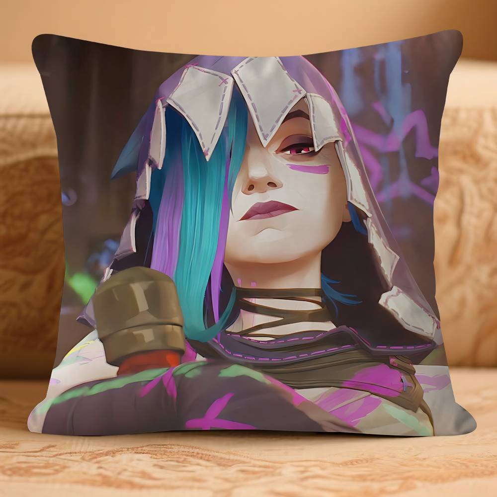 

LeagueS Of Legends JinxS Pillow Case Removable Washable Cushion Cover – All-Season Soft Linen 16x16Inch