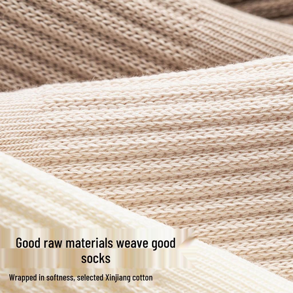 Chaussettes mi-mollet en coton pour femmes - Absorbantes la transpiration, résistantes aux odeurs, couleur unie pour le printemps et l'automne