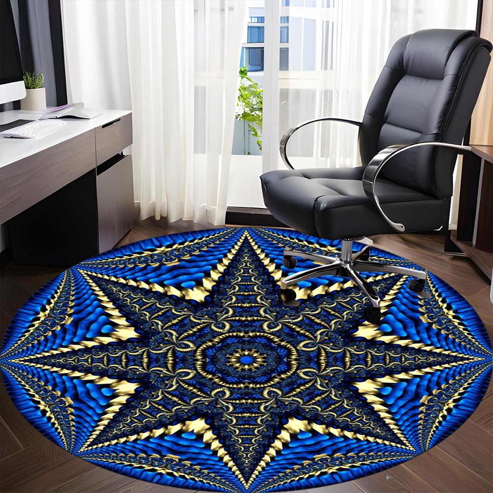 1pc Blue Star Mandala Chair Carpet for Office Non-Slip Mat for Office - Decorative Floor Mat yy251030220