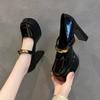 Waterproof table high heels women's 2025 new autumn wear fashion temperament versatile square head thick heel platform single shoes