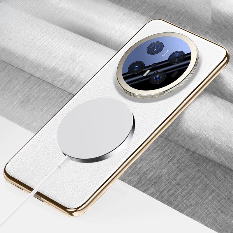 Suitable for Huawei Mate70pro Mobile Phone Case Magnetic Sucking Huawei Lens Full-package Anti-fall M70 Electroplating Business Leather Case