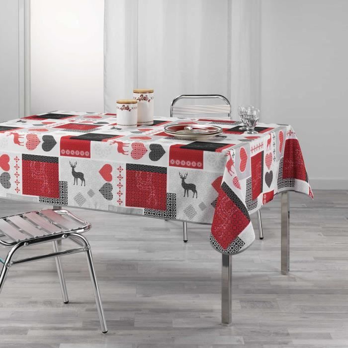 Nappe - Valho - 140x240cm - Rouge - Synthétique - Lavable En Machine