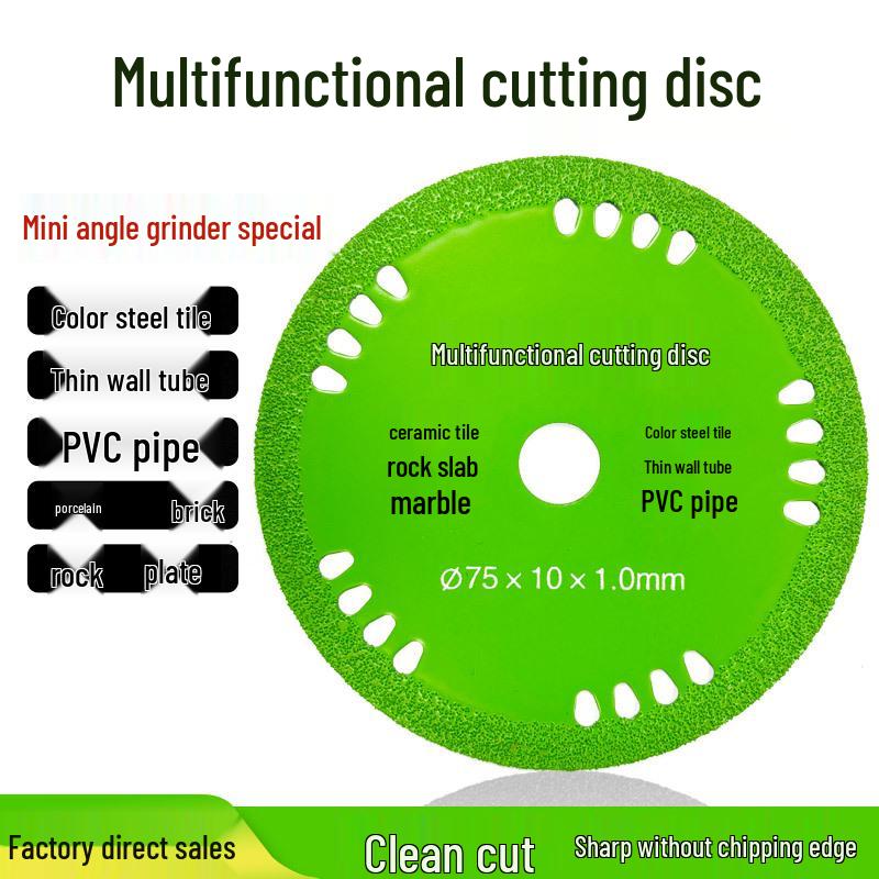 3-Inch Brazed Diamond Saw Blade - Multifunctional Cutting Disc for Mini Angle Grinders, Ideal for Tile, Rock, and Slab Cleaning