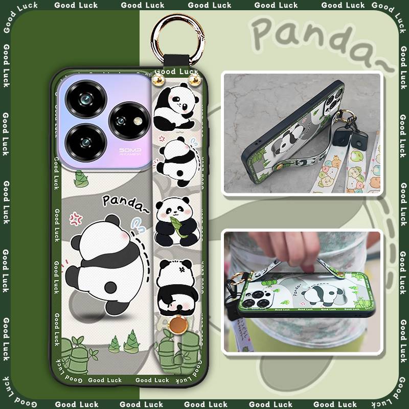 Silicone Wristband Phone Case For ZTE Blade V60 Design/Axon 60 Lite Protective Fashion Design Durable Phone Holder Panda