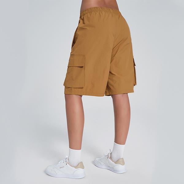 Reebok Solid Color Multi-Pocket Loose Fit Cargo Shorts Unisex Shorts Moss-Yellow 24SRM603UGY3