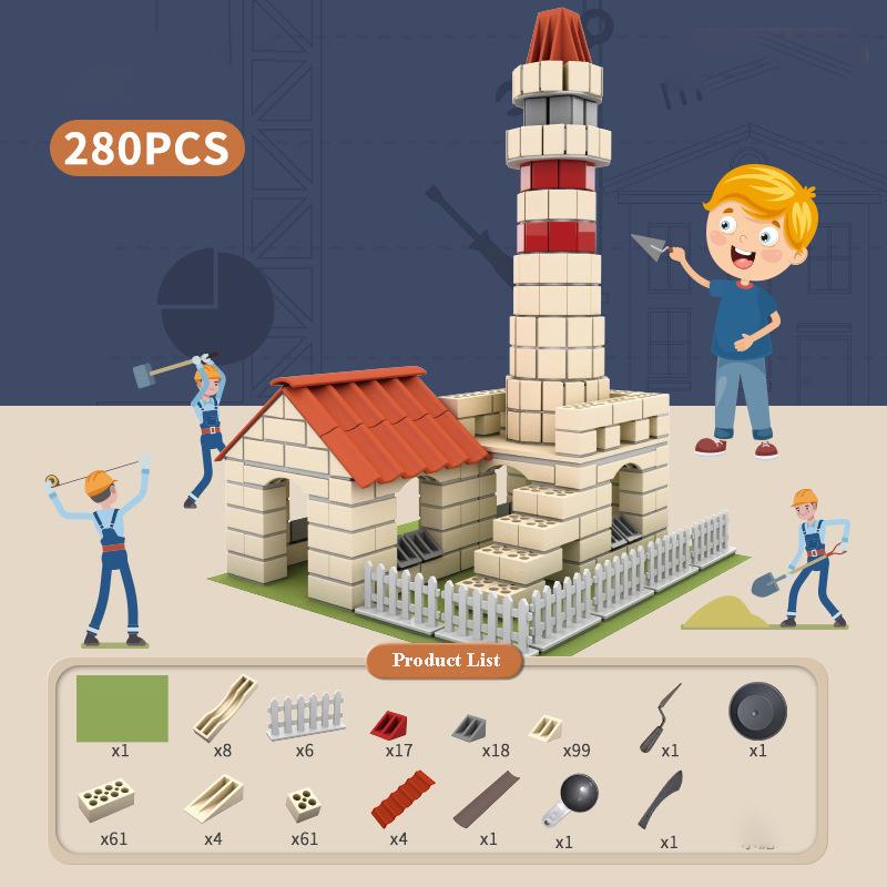 DIY miniatura casă vilă simulare ciment reutilizabil mini grămadă cărămidă asamblare model bloc de construcție copii constructor jucărie cadou