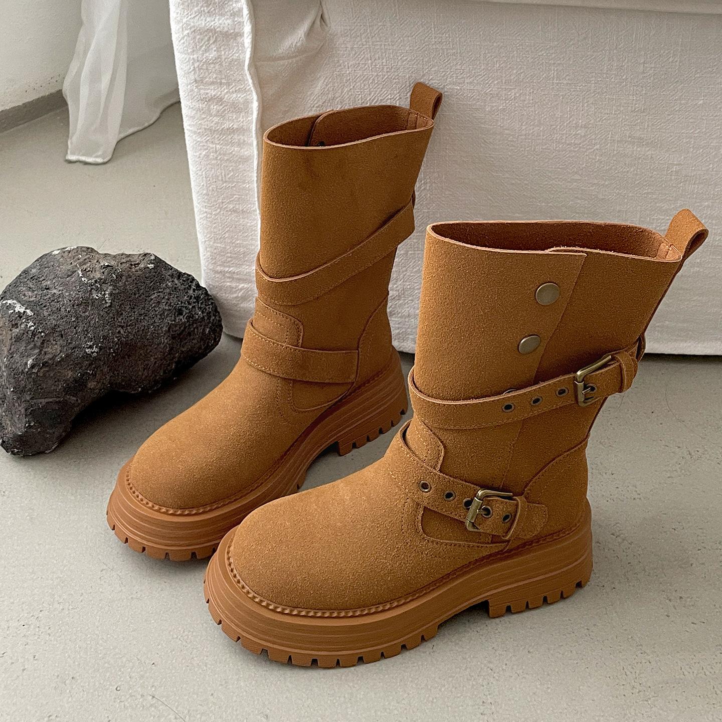 

Queen Fan Vintage Maillard Style Thick-soled Martin Boots Women s 2025 New Autumn with Skirt Skinny Short Boots 35 верблюд