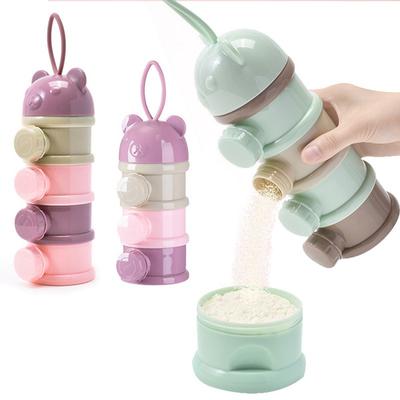 3/4 Layers Cartoon Side Open Baby Milk Powder Formula Dispenser, Multiple Openings Infant Feeding Travel Storage Container