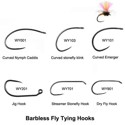 Bimoo 30 Stück/Packung schwarze Nickel-Fliegenbindehaken ohne Widerhaken Nymphe Stonefly Emerger Streamer Caddis Trockenfliegenhaken Forellen-Angelhaken
